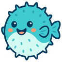 PuffPuff the pufferfish mascot. Click to pop all bubbles for this session.